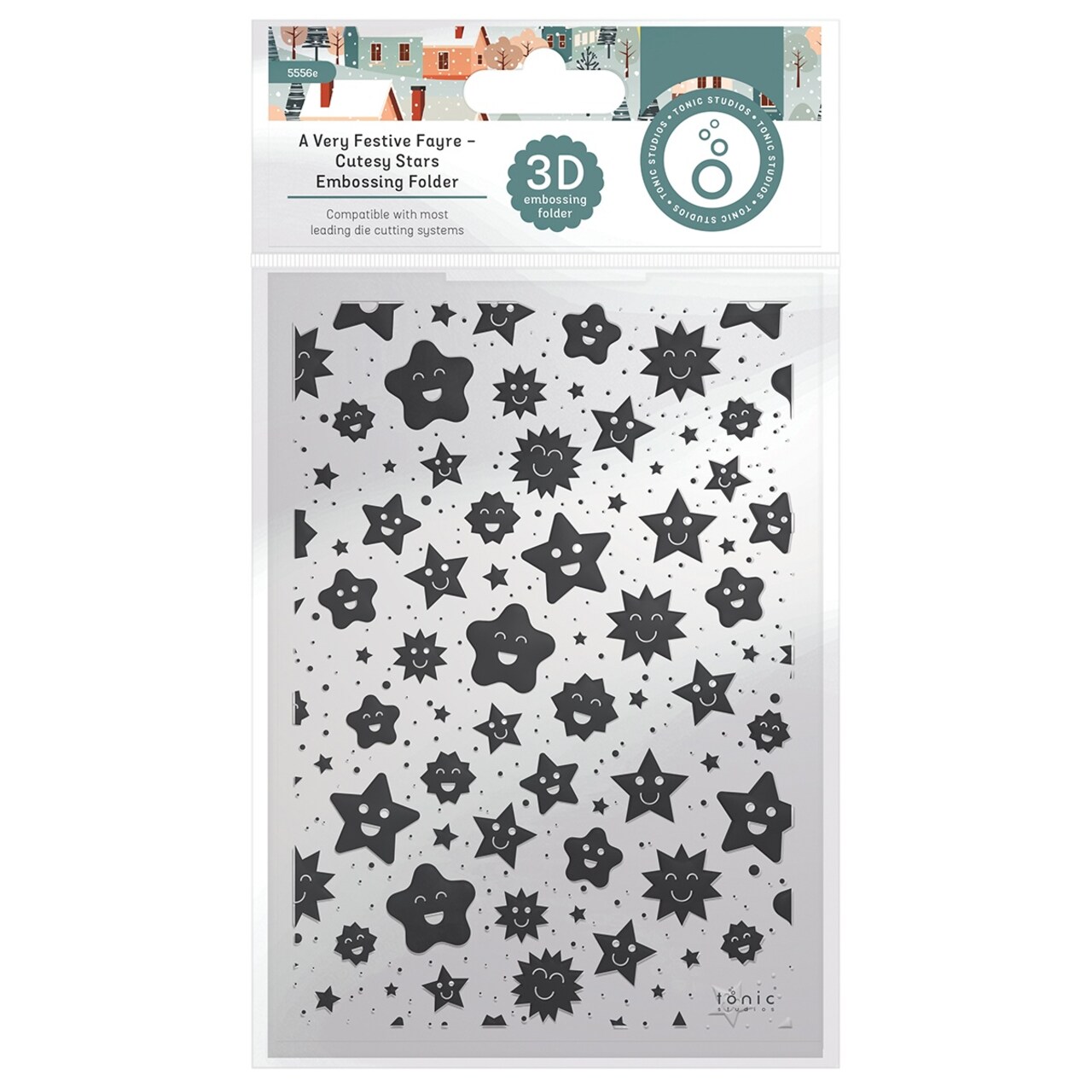 Tonic Studios 3D Embossing Folder-Cutesy Stars - A Very Festive Fayre